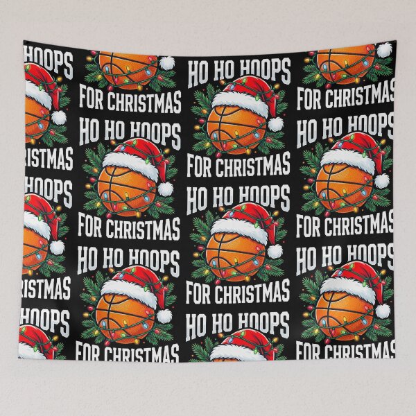Item preview, Hoops For Christmas Funny Basketball Santa Hat String Lights Holiday Gift Design designed and sold by 519xdesign.