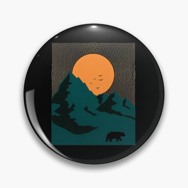 Item preview, Retro Mountain Bear Sunset Graphic designed and sold by lamercarv.