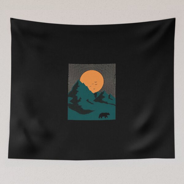 Item preview, Retro Mountain Bear Sunset Graphic designed and sold by lamercarv.