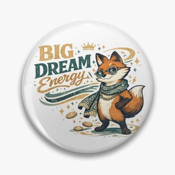 Item preview, Big Dream Energy Cute Fox Motivational Quote Cottagecore Retro Art designed and sold by inkoutninja.