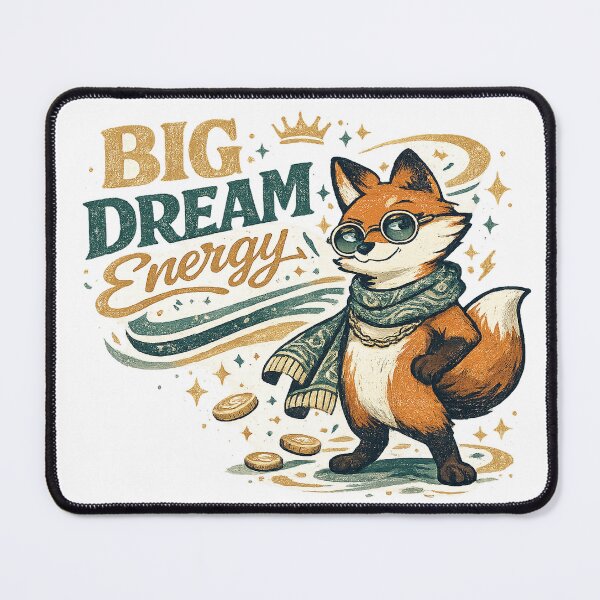 Item preview, Big Dream Energy Cute Fox Motivational Quote Cottagecore Retro Art designed and sold by inkoutninja.