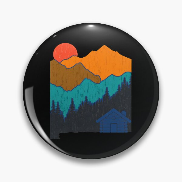 Item preview, Retro Mountain Cabin Sunset Scenic Adventure Art designed and sold by bezaperina.