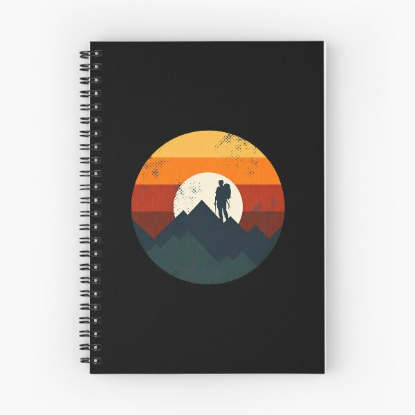 Item preview, Retro Mountain Hiker Silhouette Sunset Circle Design designed and sold by andrasmar.