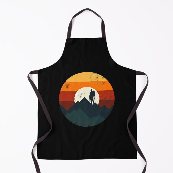 Item preview, Retro Mountain Hiker Silhouette Sunset Circle Design designed and sold by andrasmar.