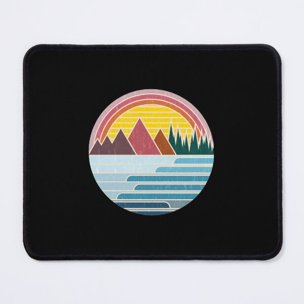 Item preview, Retro Mountain Lake Rainbow Sunset Circle Design designed and sold by lasopent.