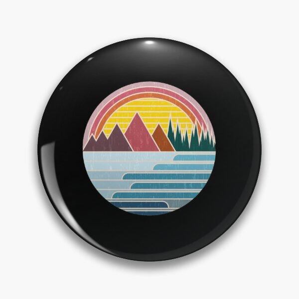 Item preview, Retro Mountain Lake Rainbow Sunset Circle Design designed and sold by lasopent.