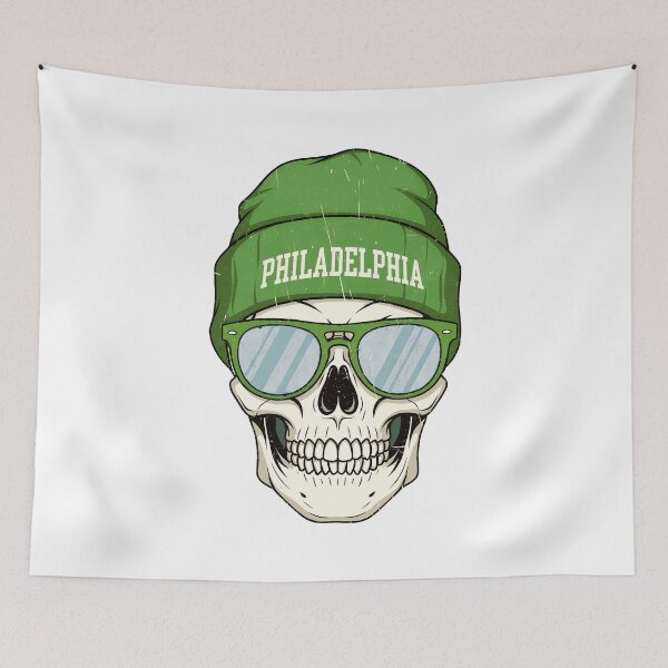 Item preview, Philly Skull Beanie Shades Retro Graphic Tee designed and sold by yabrookings.