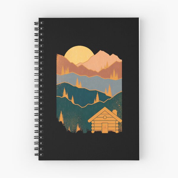 Item preview, Retro Mountain Cabin Sunset Scenic Adventure Art designed and sold by fetzrolfs.