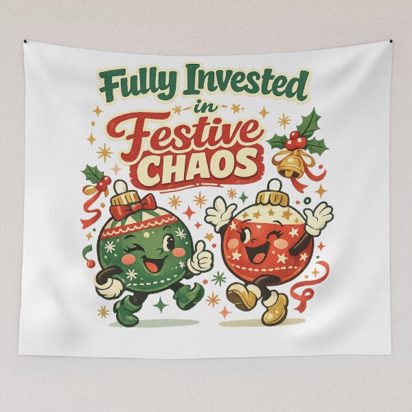 Item preview, Fully Invested in Festive Chaos Funny Christmas Ornament Holiday Art designed and sold by inkoutninja.