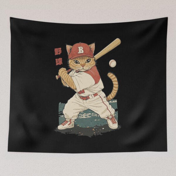 Item preview, Vintage Japanese Baseball Cat Illustration designed and sold by TERESTERKE.