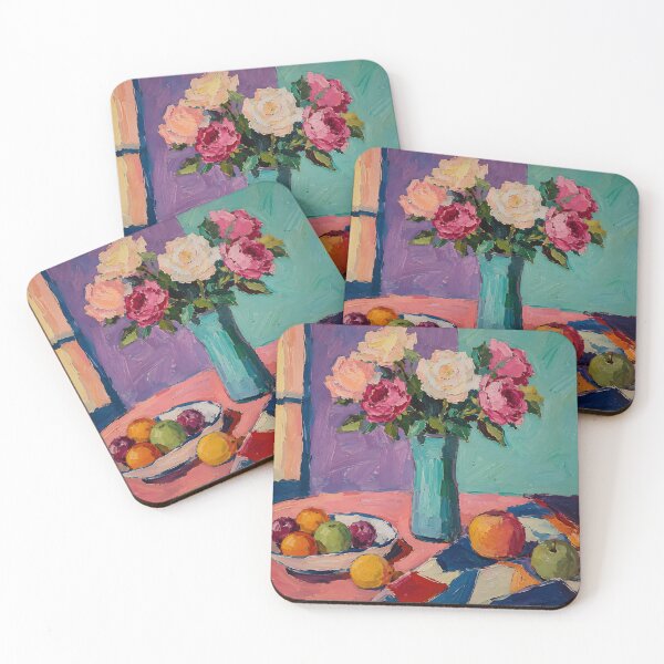 Item preview, Colorful Roses and Fruit Expressionist Still Life designed and sold by GutyzDesignsES.