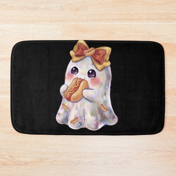 Item preview, Cute Kawaii Ghost Eating a Hotdog Design / Cheesy /  Yum / Halloween / Foodie / T-shirts mugs stickers phone case hardcover journal poster designed and sold by TeenLake.