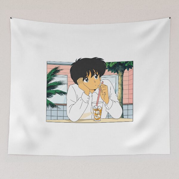 Item preview, Retro Anime Boy Drinking Iced Drink Art designed and sold by yabrookings.
