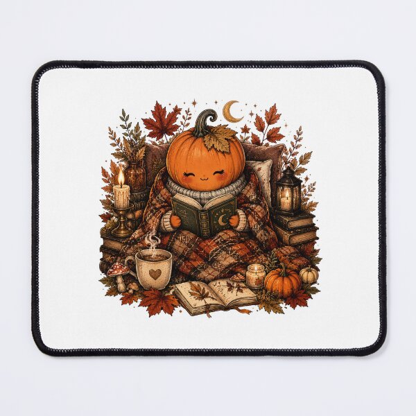 Item preview, Cute Cozy Pumpkin Reading Spellbook Mug  Witchy Autumn Book Lover Coffee Cup with Mushrooms and Candles designed and sold by FestivityFinds.