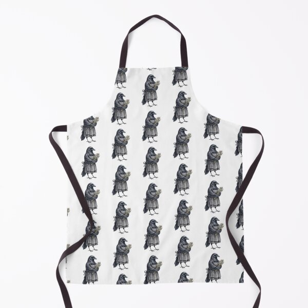 Item preview, Raven Botanical Apron designed and sold by Tiffany Roy.