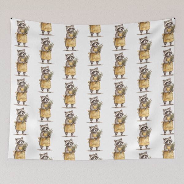 Item preview, Raccoon Rosemary Apron designed and sold by Roy & Tiffany.