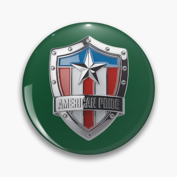 Item preview, American Pride Chrome Shield Emblem Patriotic 368 designed and sold by TDSPrints.