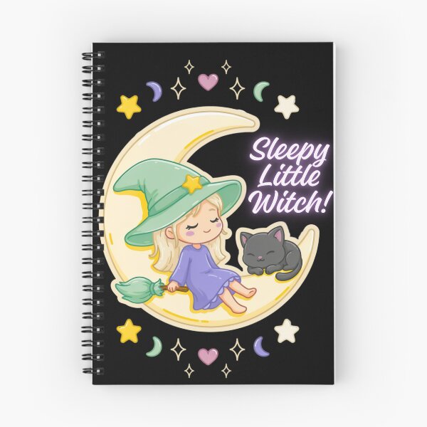 Item preview, Sleepy Little Witch Halloween Design with Cute Black Cat, Crescent Moon, Broomstick and Pastel Kawaii Witchcore Aesthetic designed and sold by Zenith-Co.