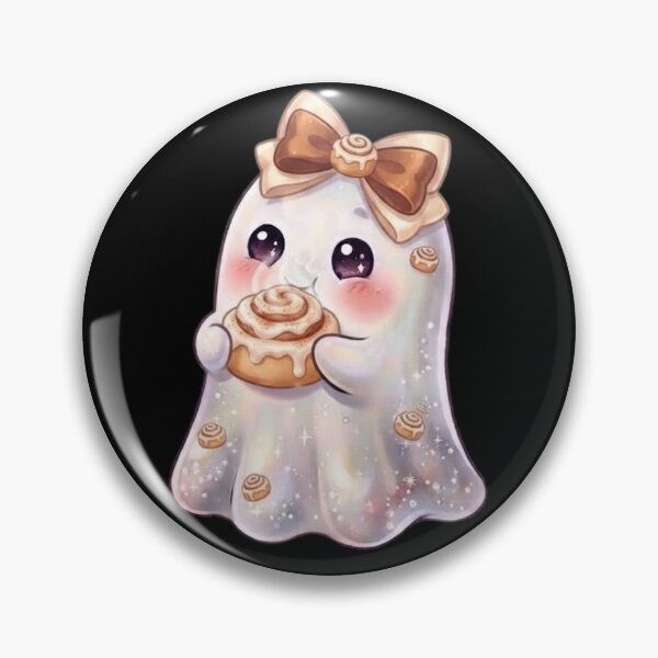 Item preview, Cute Kawaii Ghost Eating a Cinnamon Roll Design / Baking /  Clothes / Tops / Decor / Halloween Decors / Foodie T-shirts mugs stickers phone case journal poster designed and sold by TeenLake.