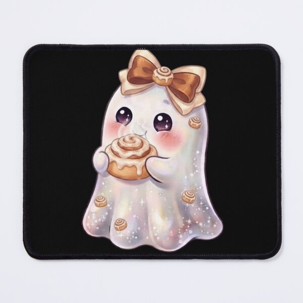 Item preview, Cute Kawaii Ghost Eating a Cinnamon Roll Design / Baking / Clothes / Tops / Decor / Halloween Decors / Foodie T-shirts mugs stickers phone case journal poster designed and sold by TeenLake.