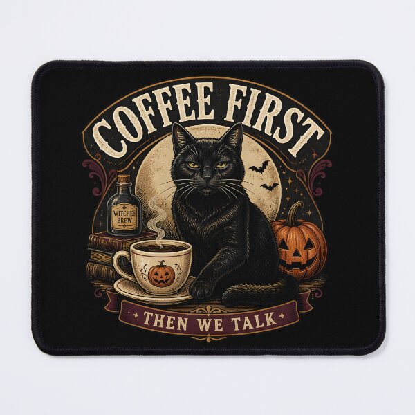 Item preview, Coffee First — Black Cat Halloween designed and sold by LiviuGligoros.