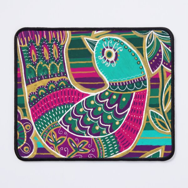 Item preview, Folk Bird in Bloom Green and Magenta designed and sold by Fani*.