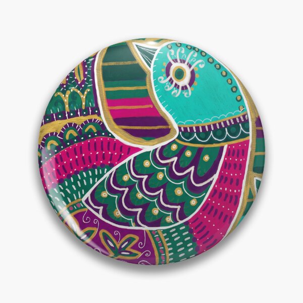 Item preview, Folk Bird in Bloom Green and Magenta designed and sold by Fani*.