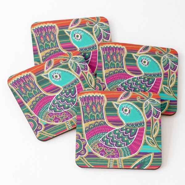 Item preview, Folk Bird in Bloom Green and Magenta designed and sold by Fani*.