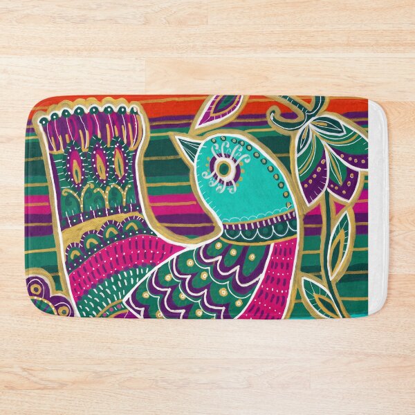 Item preview, Folk Bird in Bloom Green and Magenta designed and sold by Fani*.