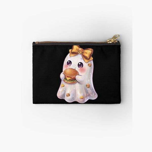 Item preview, Cute Kawaii Ghost Eating a Ham Burger Design /  Cheese Burger / Halloween / Foodie / T-shirts mugs stickers phone case hardcover journal poster designed and sold by TeenLake.