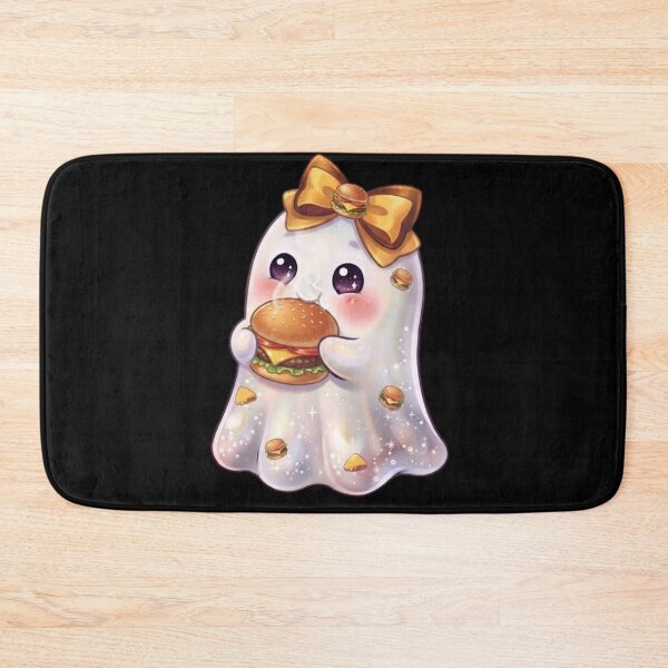 Item preview, Cute Kawaii Ghost Eating a Ham Burger Design /  Cheese Burger / Halloween / Foodie / T-shirts mugs stickers phone case hardcover journal poster designed and sold by TeenLake.