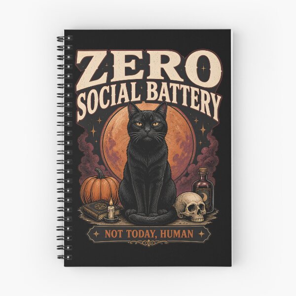 Item preview, Zero Social Battery — Black Cat Halloween designed and sold by KristenosNehk.