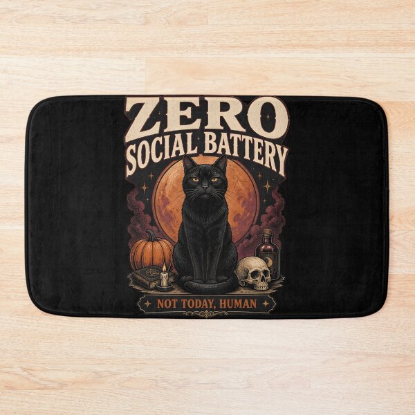 Item preview, Zero Social Battery — Black Cat Halloween designed and sold by KristenosNehk.