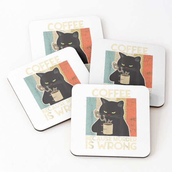 Item preview, Coffee Because Murder Is Wrong Women's Vintage Cat Coffee T-Shirt designed and sold by TheMAQ.