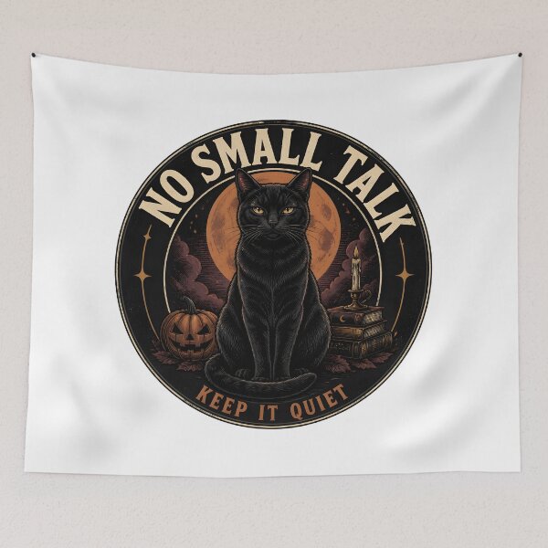 Item preview, No Small Talk — Black Cat Halloween designed and sold by KristenosNehk.