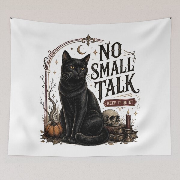 Item preview, No Small Talk — Black Cat Halloween designed and sold by KristenosNehk.