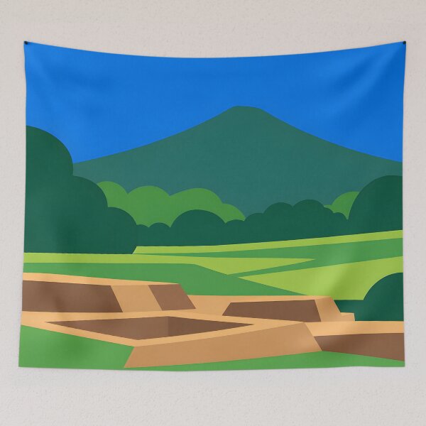 Item preview, Ancient Ruins and Volcano Green Landscape designed and sold by GutyzDesignsES.