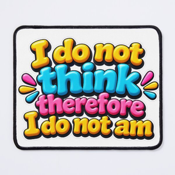 Item preview, I Do Not Think Therefore I Do Not Am Funny Philosophy Quote 3D designed and sold by MR4me.