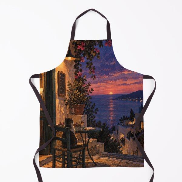 Aperçu de l'œuvre Terrasse méditerranéenne au crépuscule créée et vendue par Glottopia.