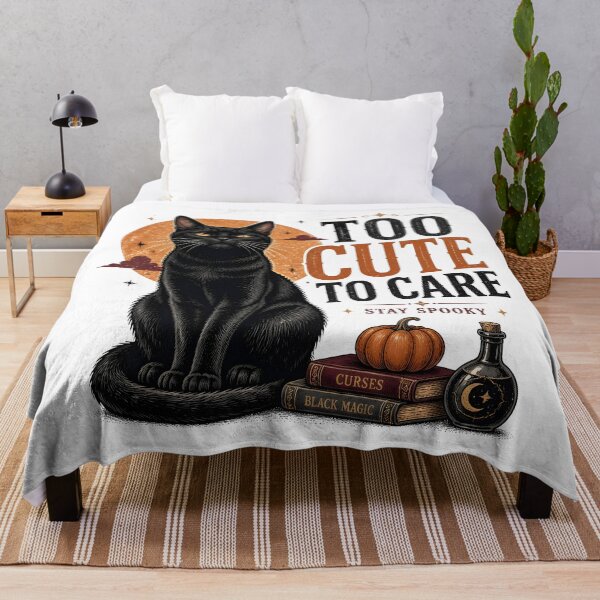 Item preview, Too Cute To Care — Black Cat Halloween designed and sold by OliviaHayesArt.