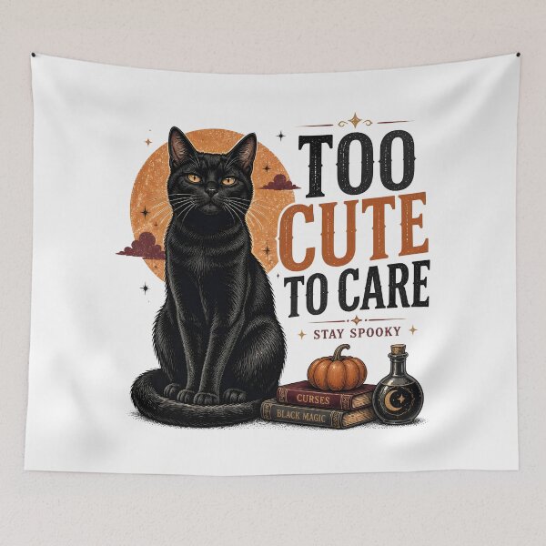 Item preview, Too Cute To Care — Black Cat Halloween designed and sold by OliviaHayesArt.