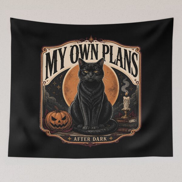 Item preview, My Own Plans — Black Cat Halloween designed and sold by OliviaHayesArt.