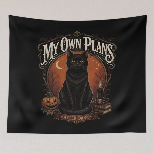 Item preview, My Own Plans — Black Cat Halloween designed and sold by OliviaHayesArt.
