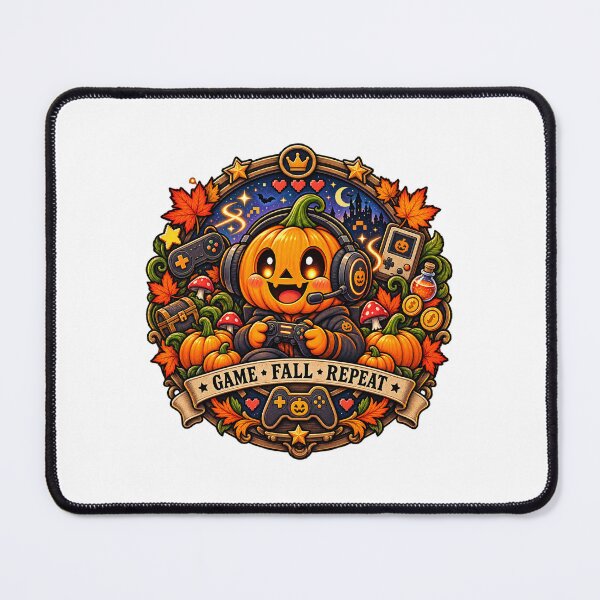 Item preview, Cute Pumpkin Gamer Game Fall Repeat Sticker Halloween Retro Gaming Jack-O-Lantern with Headset & Controller designed and sold by FestivityFinds.