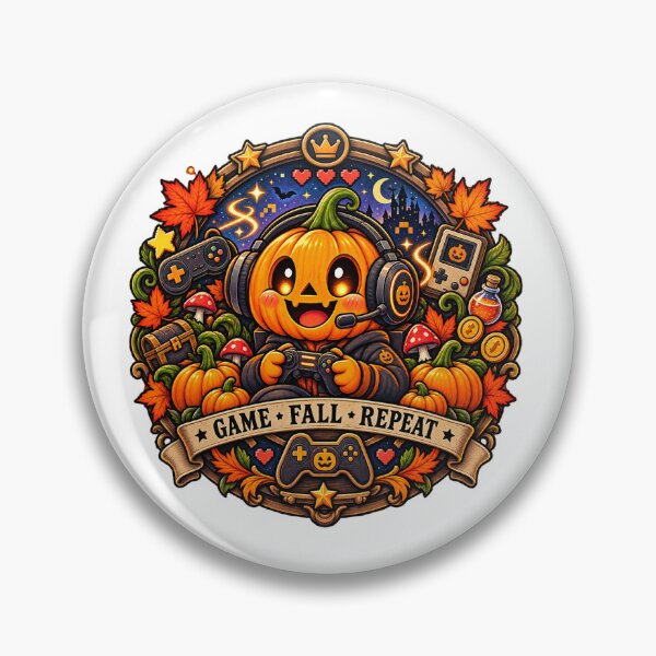 Item preview, Cute Pumpkin Gamer Game Fall Repeat Sticker  Halloween Retro Gaming Jack-O-Lantern with Headset & Controller designed and sold by FestivityFinds.