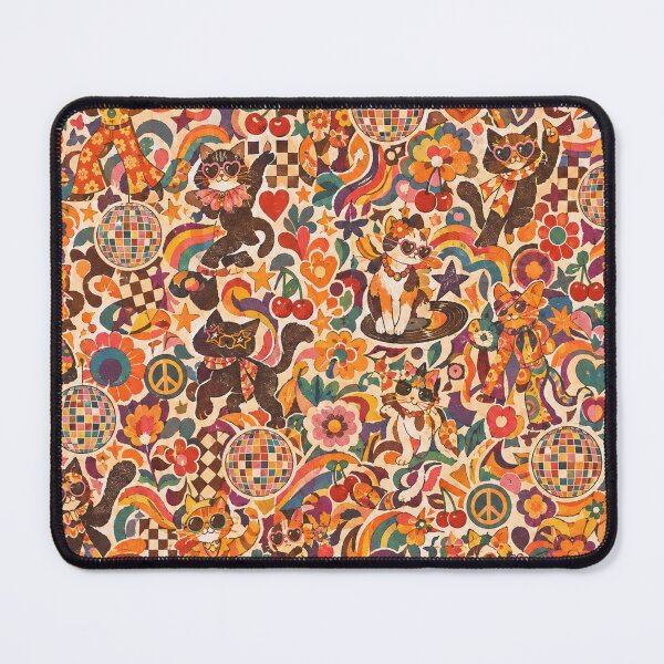 Item preview, Retro Disco Cats Pattern designed and sold by Iampoji.