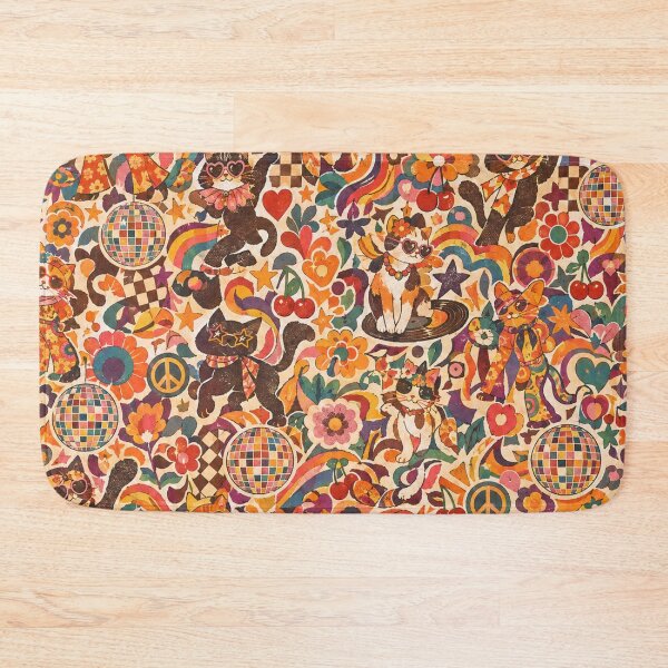 Item preview, Retro Disco Cats Pattern designed and sold by Iampoji.