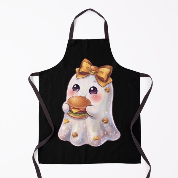 Item preview, Cute Kawaii Ghost Eating a Ham Burger Design /  Cheese Burger / Halloween / Foodie / T-shirts mugs stickers phone case hardcover journal poster designed and sold by TeenLake.