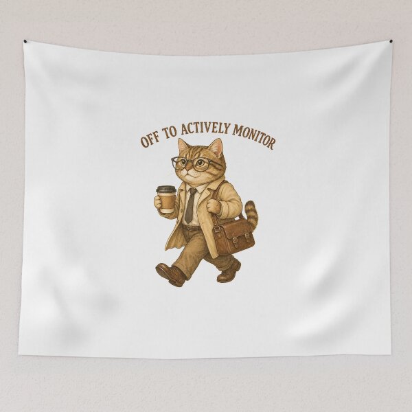Item preview, Cat Riding Bicycle 'Off To Actively Monitor' Coffee designed and sold by OlyvieArt.