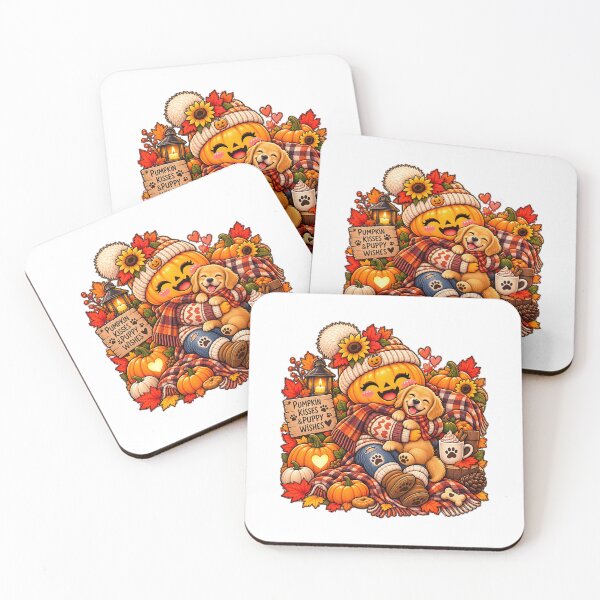 Item preview, Cute Pumpkin Girl Hugging Golden Puppy Sticker  Pumpkin Kisses Puppy Wishes Fall Cozy Dog Lover Halloween designed and sold by FestivityFinds.